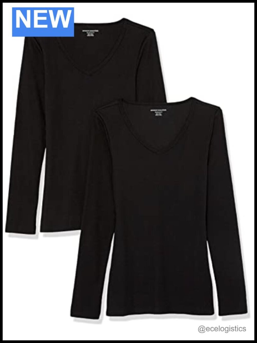 Slim Fit Long Sleeve V-Neck Rib Shirts, Pack of 2
